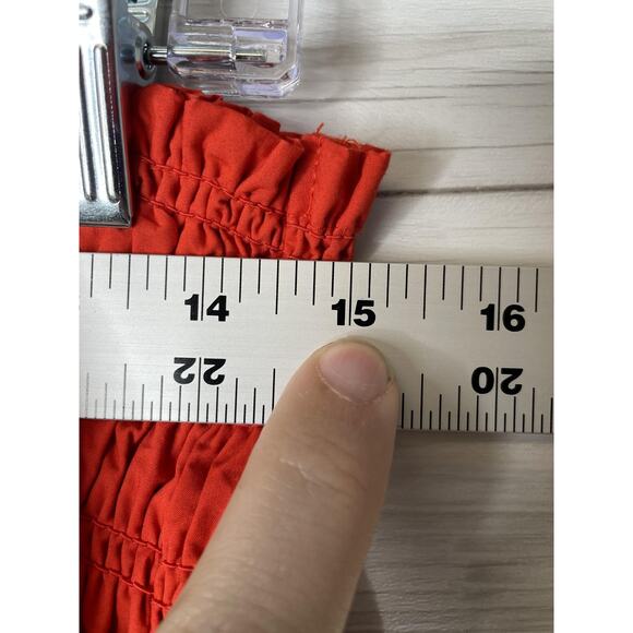 LOFT Skirt Womens Large Orange Smocked Waist Maxi 100% Cotton Summer Flowy Beach - Picture 2 of 7
